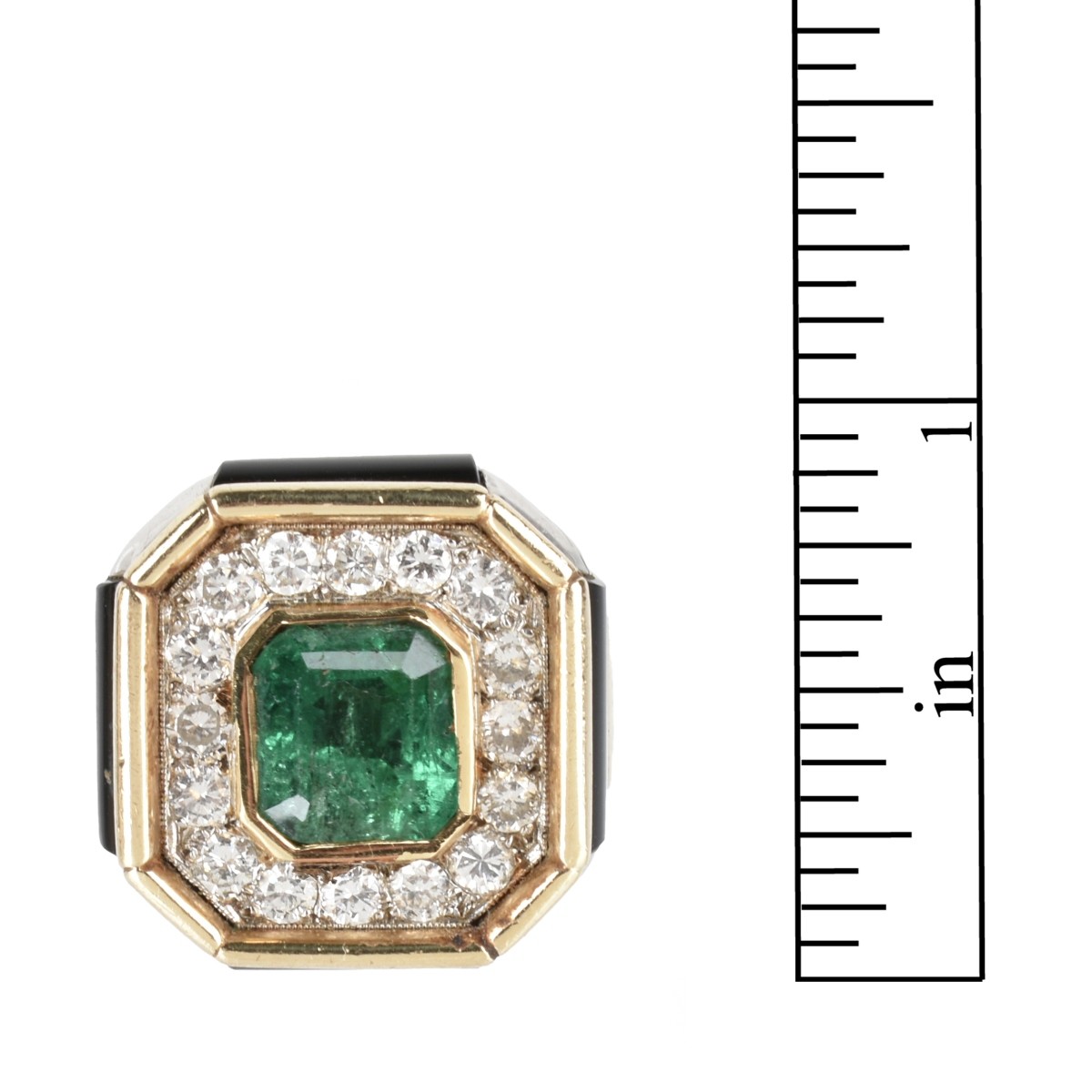 Emerald, Diamond and 14K Ring