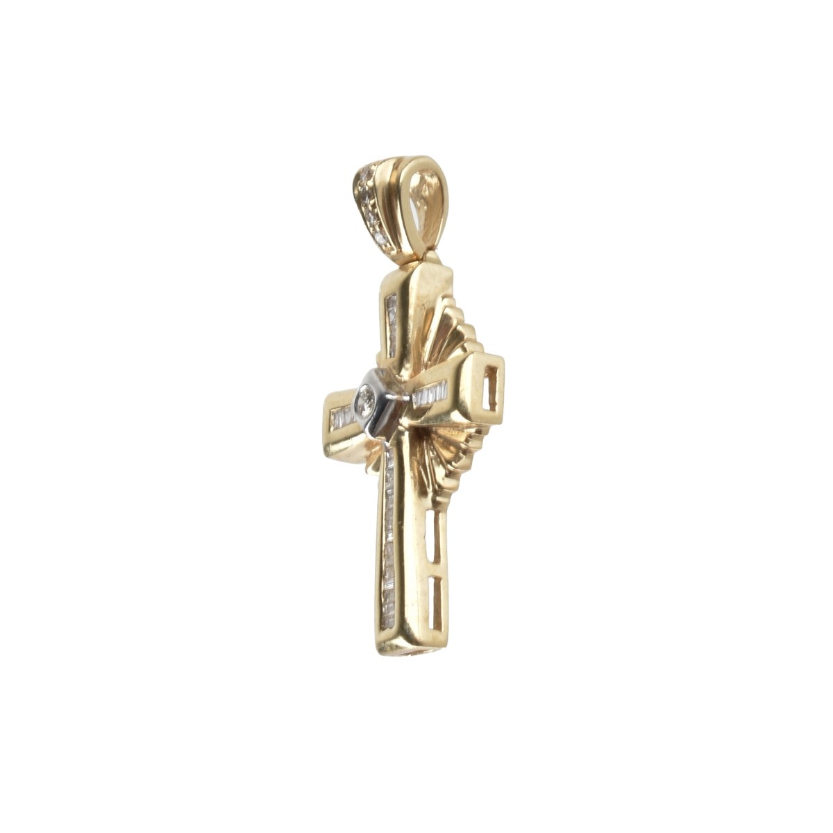 Diamond and 14K Cross Pendant