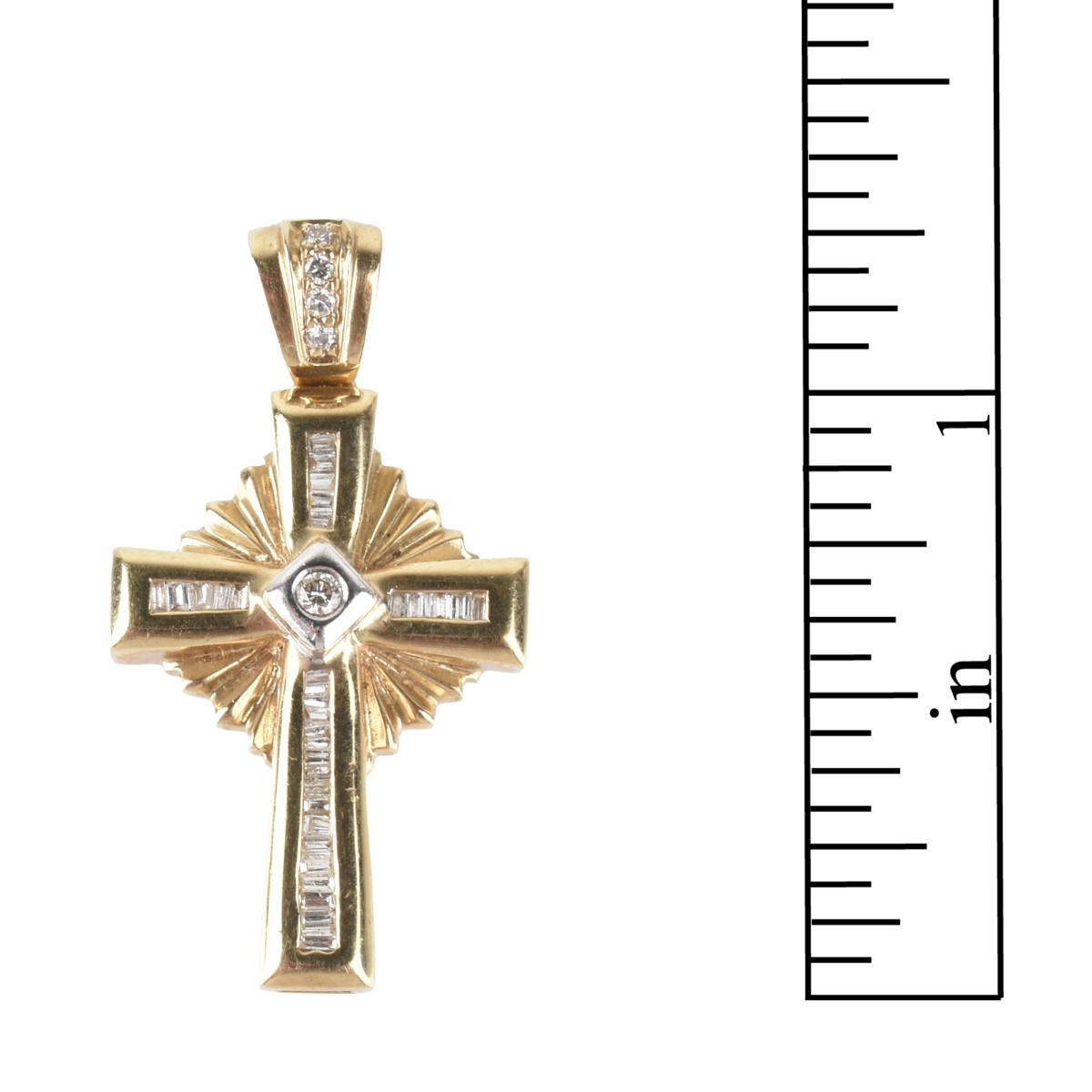 Diamond and 14K Cross Pendant