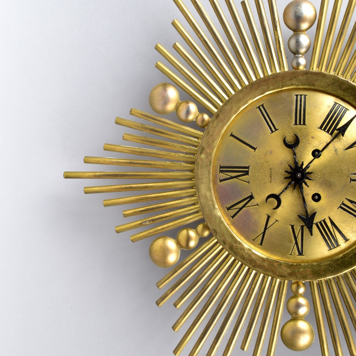 Vintage Gubelin Brass Starburst Clock