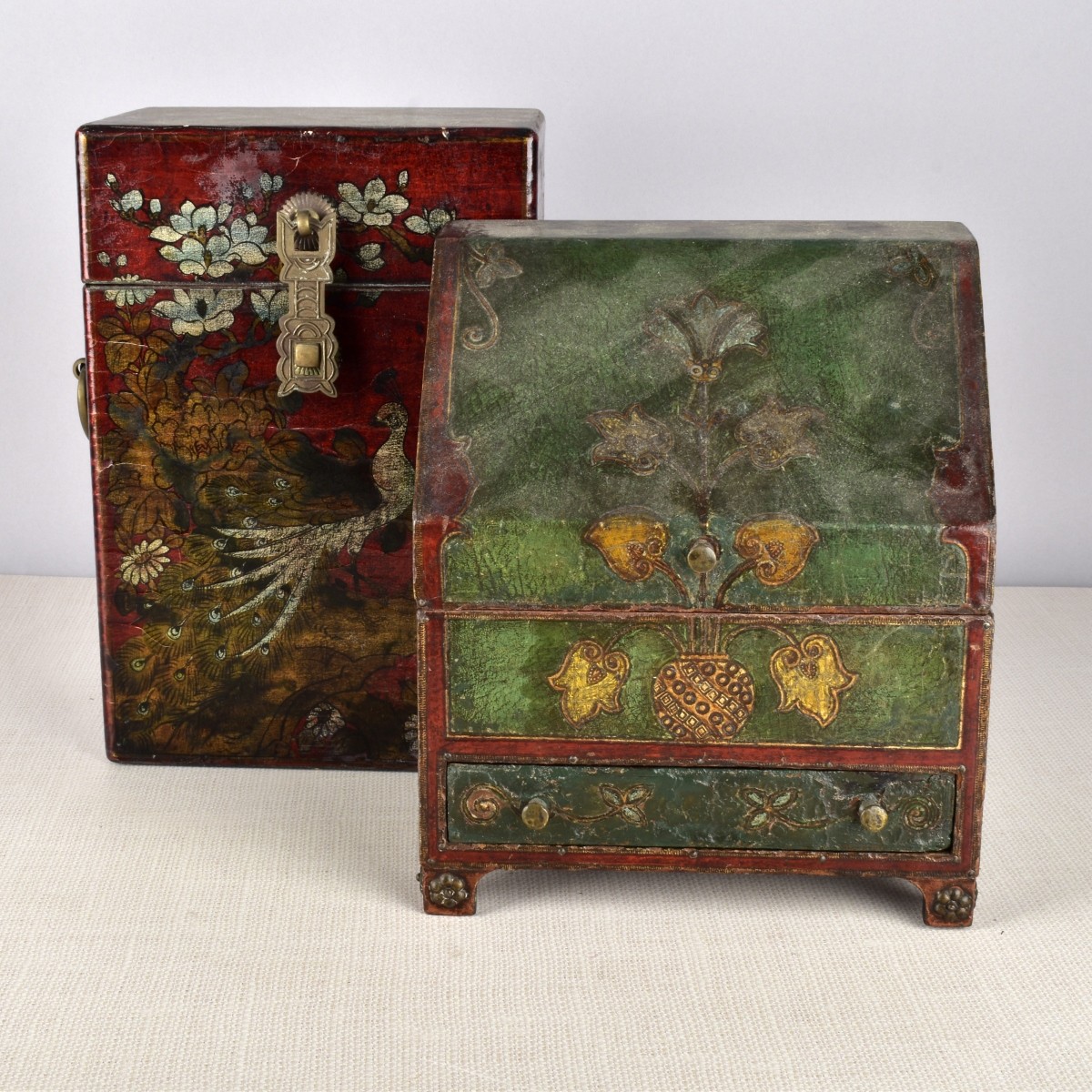 Two Asian Style Painted Boxes