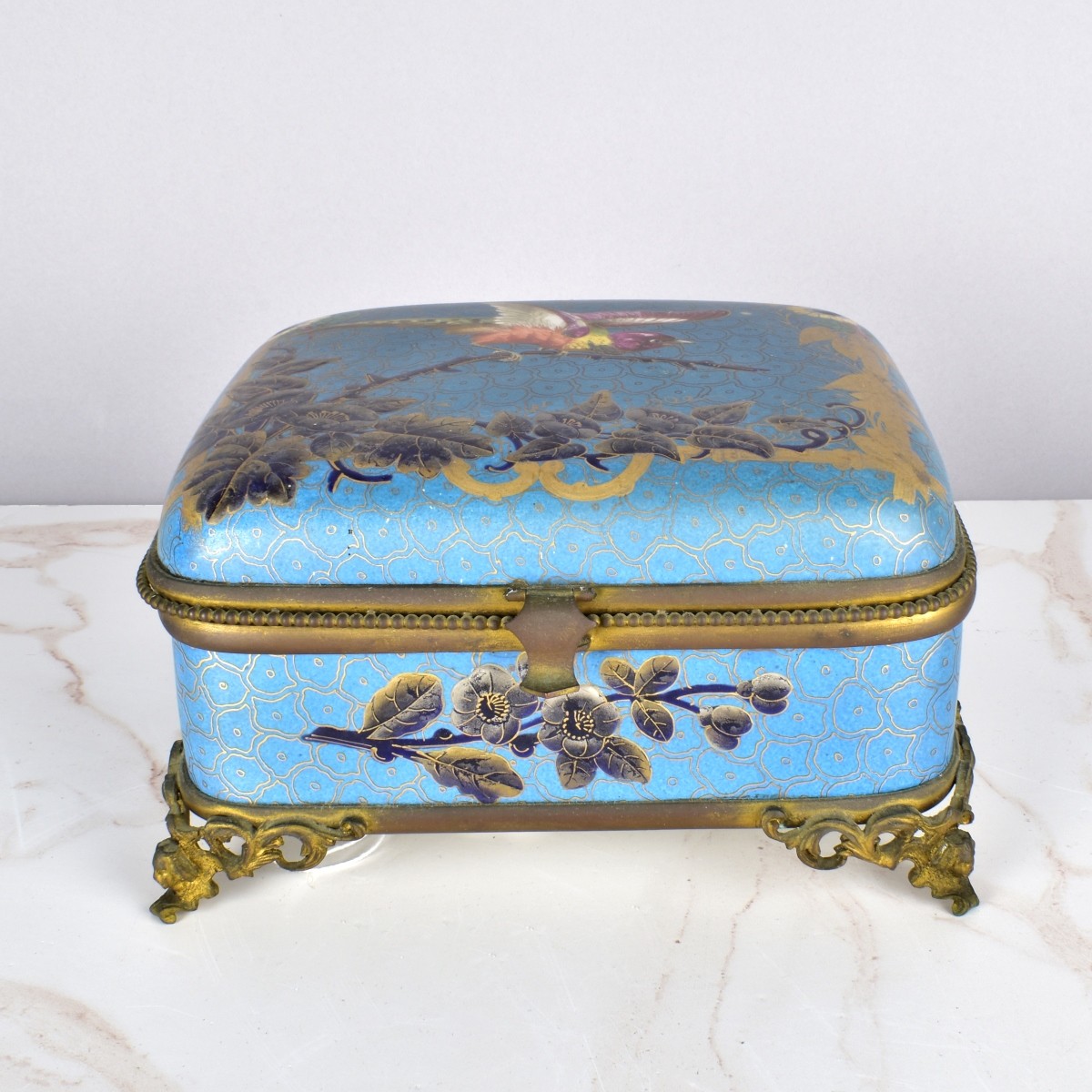 Antique French Enamel Porcelain Box