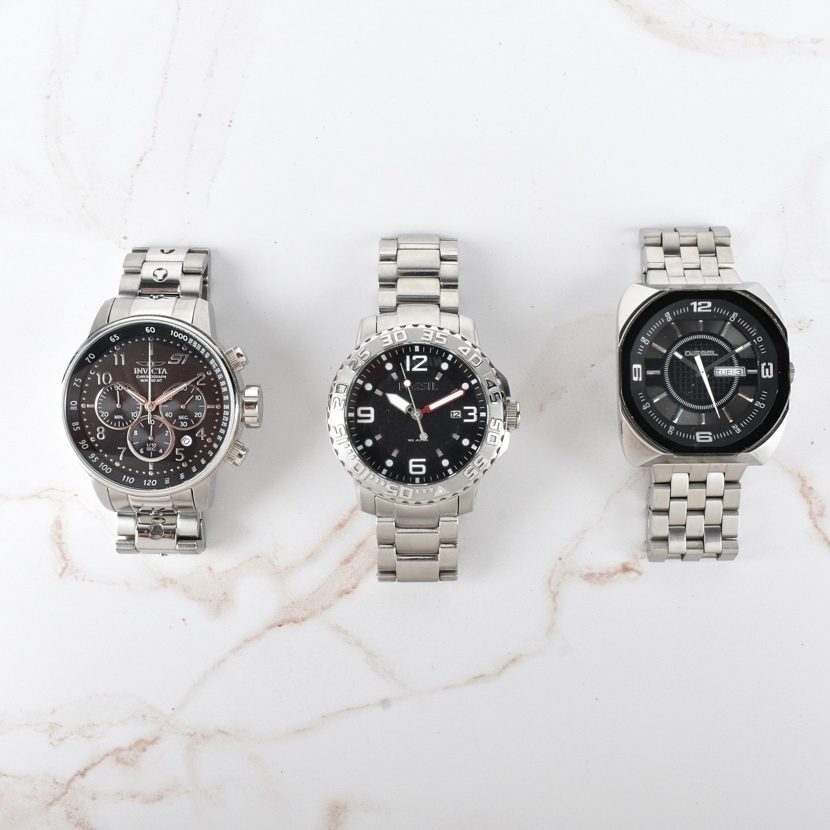 Three Men's Stainless Steel Watches