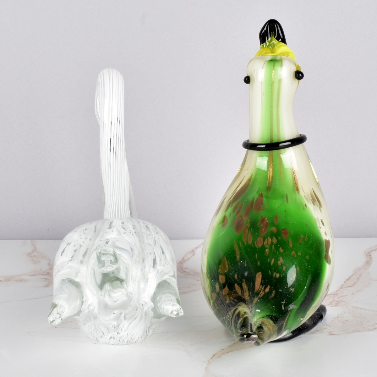 Two Italian Art Glass Birds