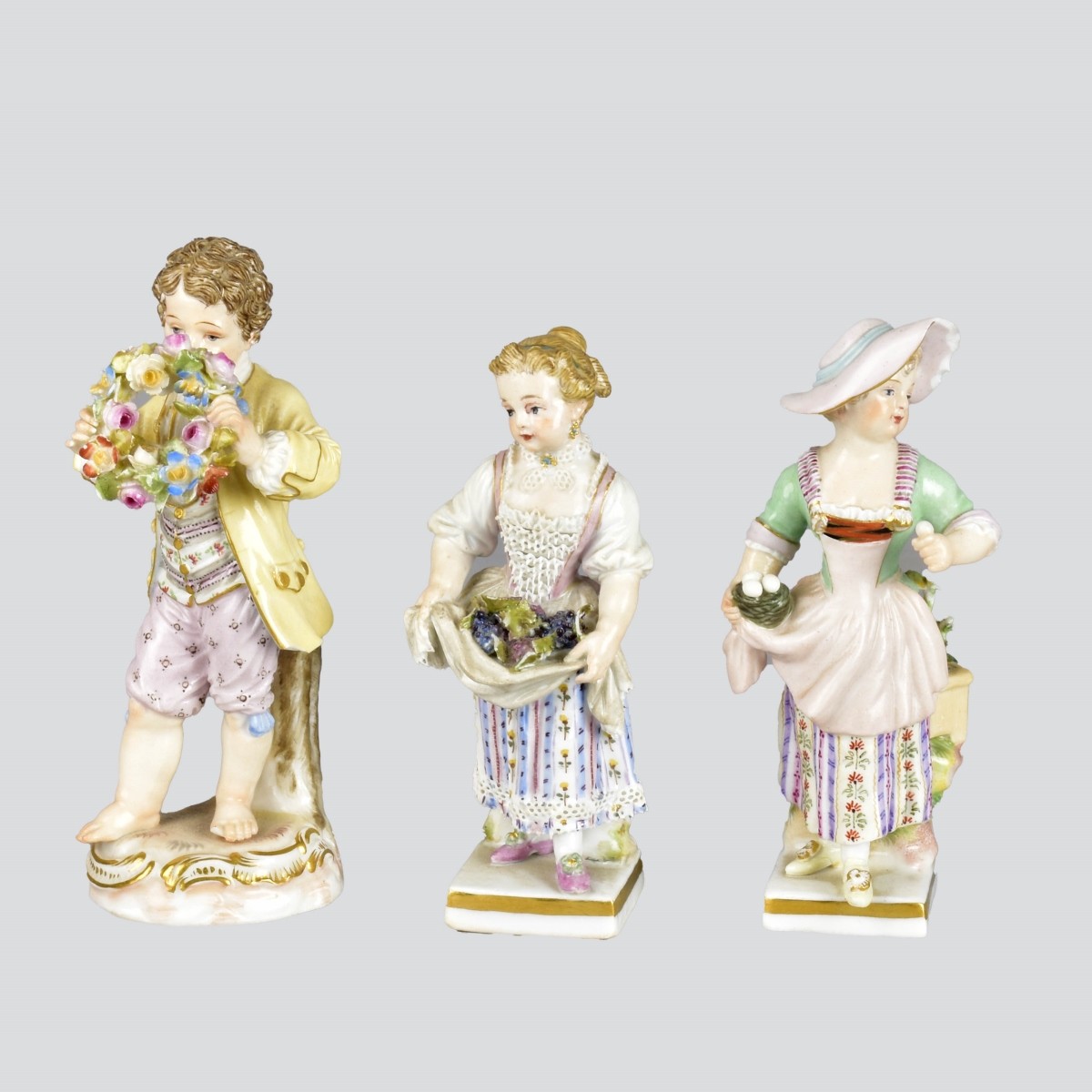 Three (3) Meissen Antique Miniature Figures