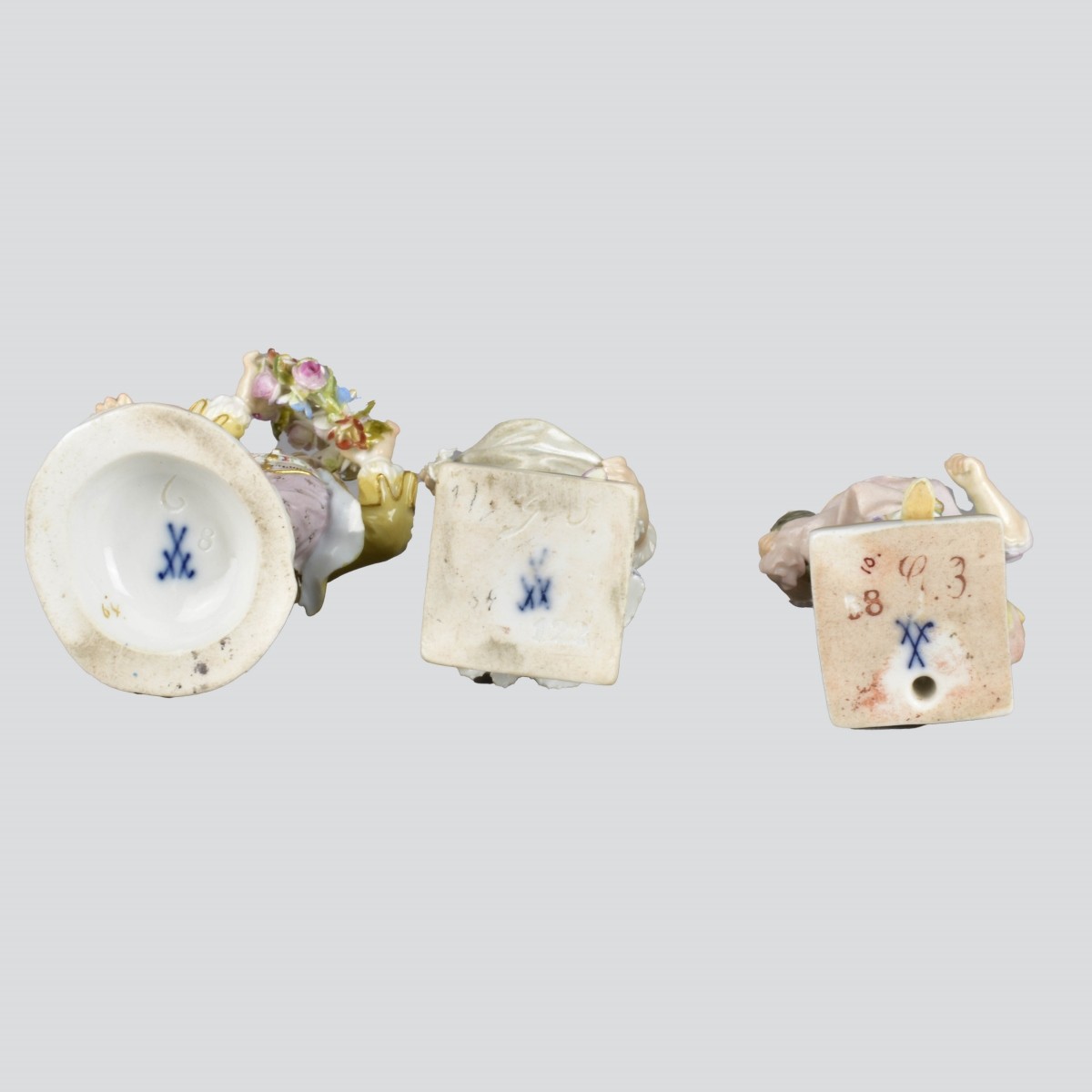 Three (3) Meissen Antique Miniature Figures