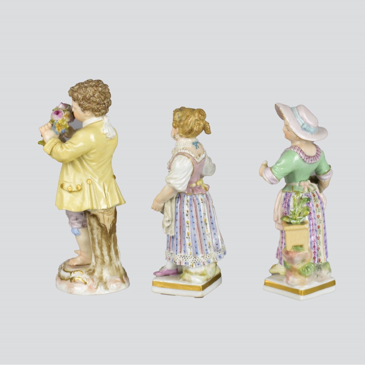 Three (3) Meissen Antique Miniature Figures