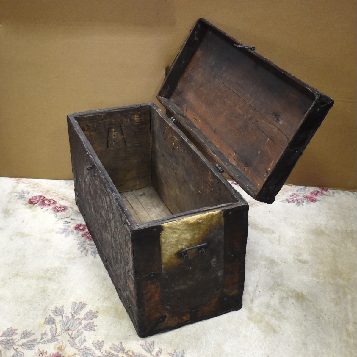 Antique Wood and Leather Chest