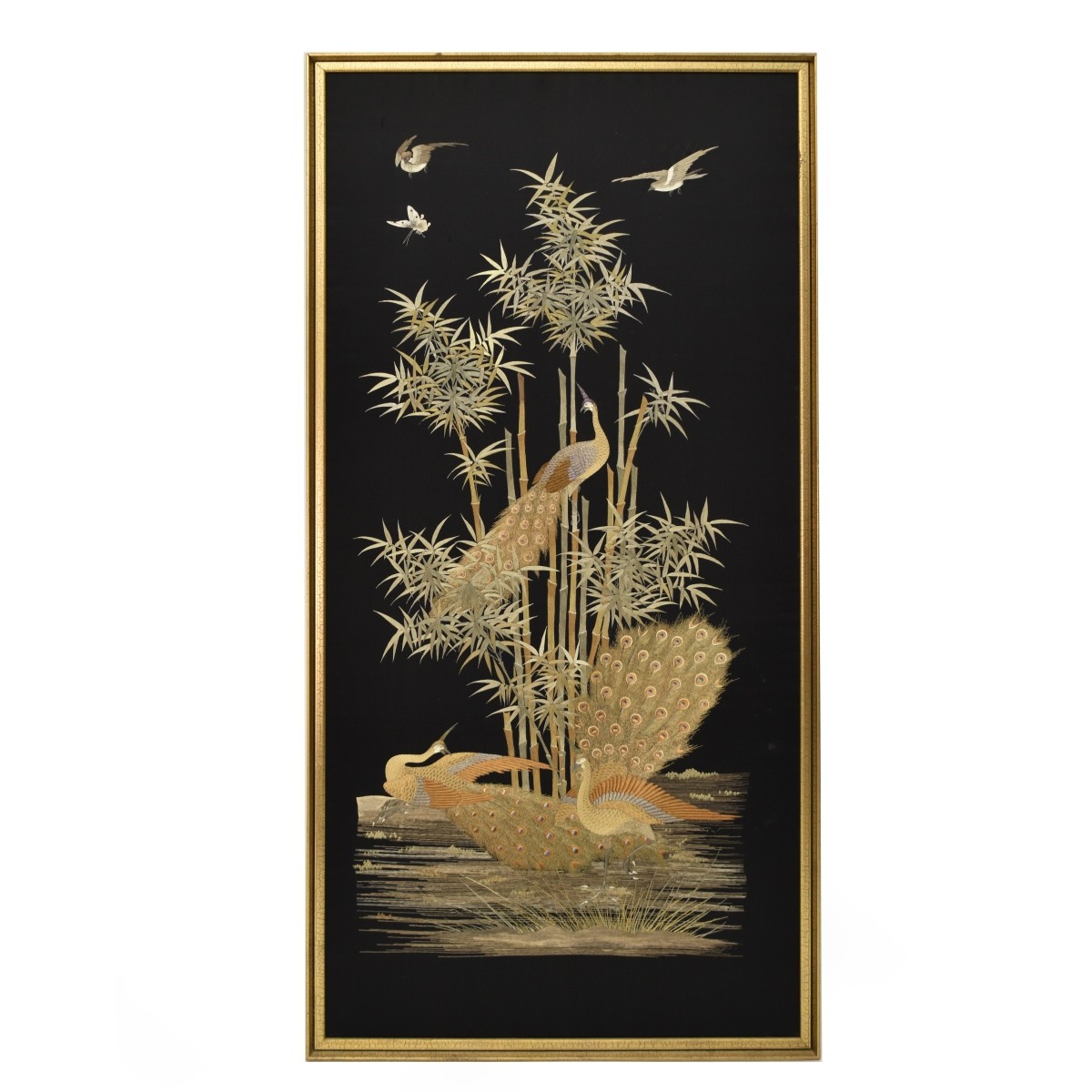 Antique Japanese Silk Framed