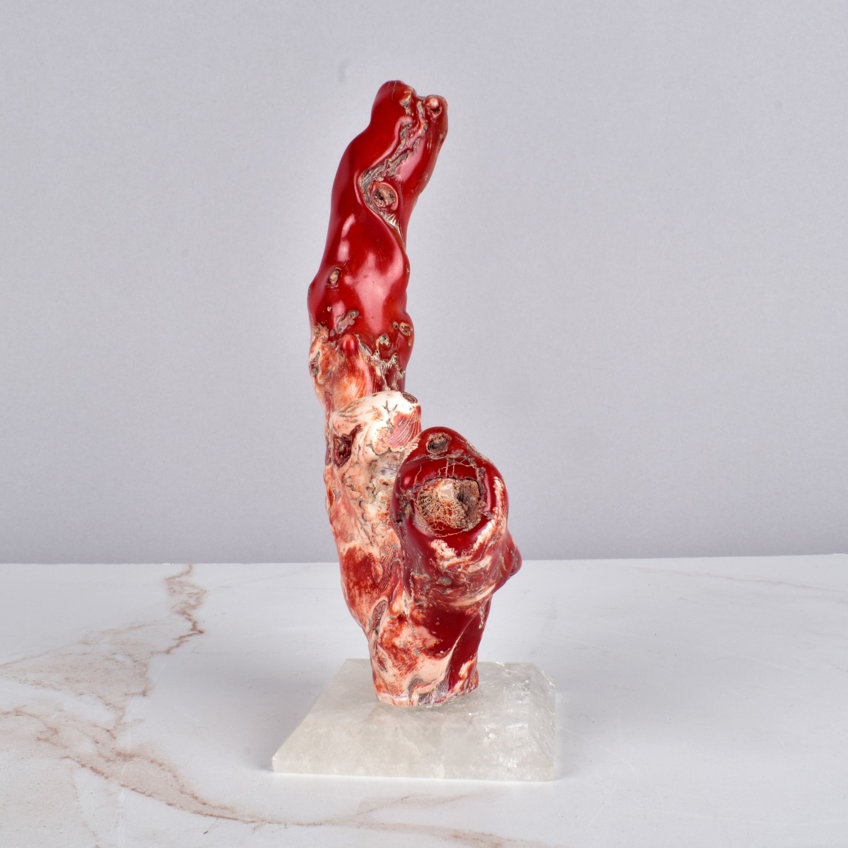 Red Coral and Rock Crystal Carving