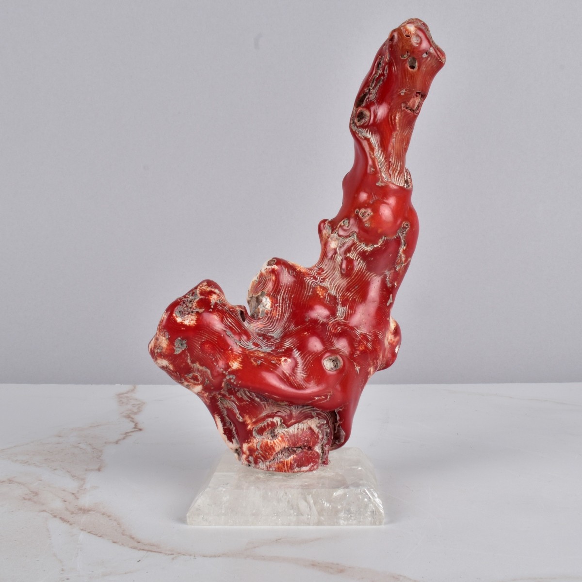 Red Coral and Rock Crystal Carving