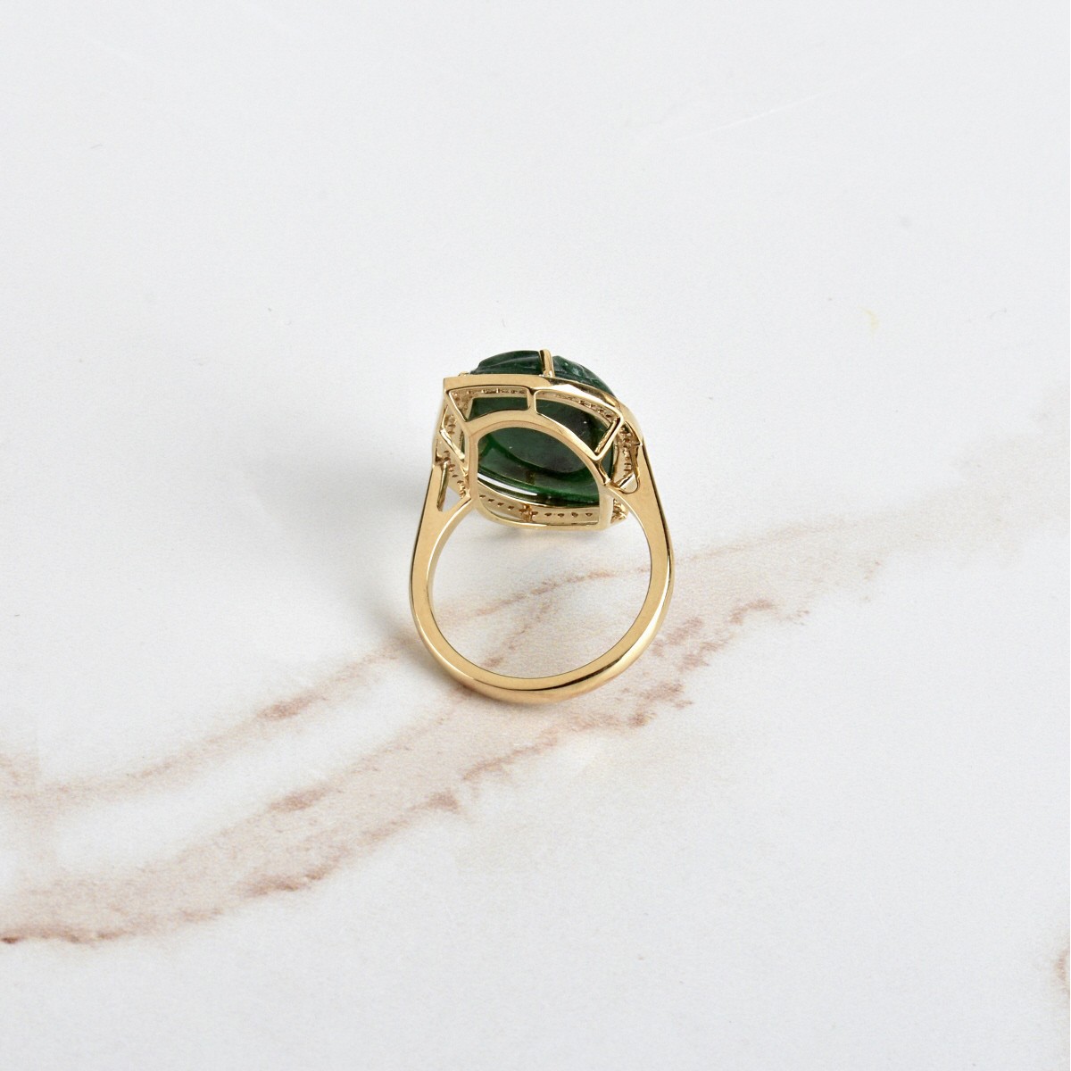 Emerald, Diamond and 14K Ring