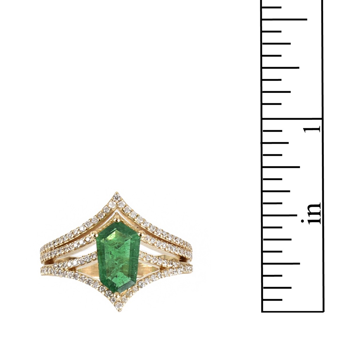 Emerald, Diamond and 18K Ring