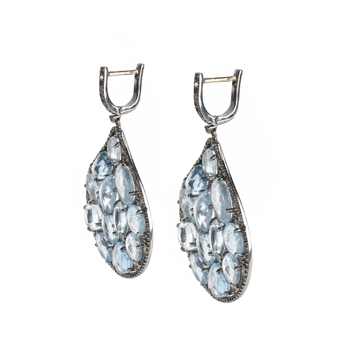 Topaz, Diamond and Silver Earrings