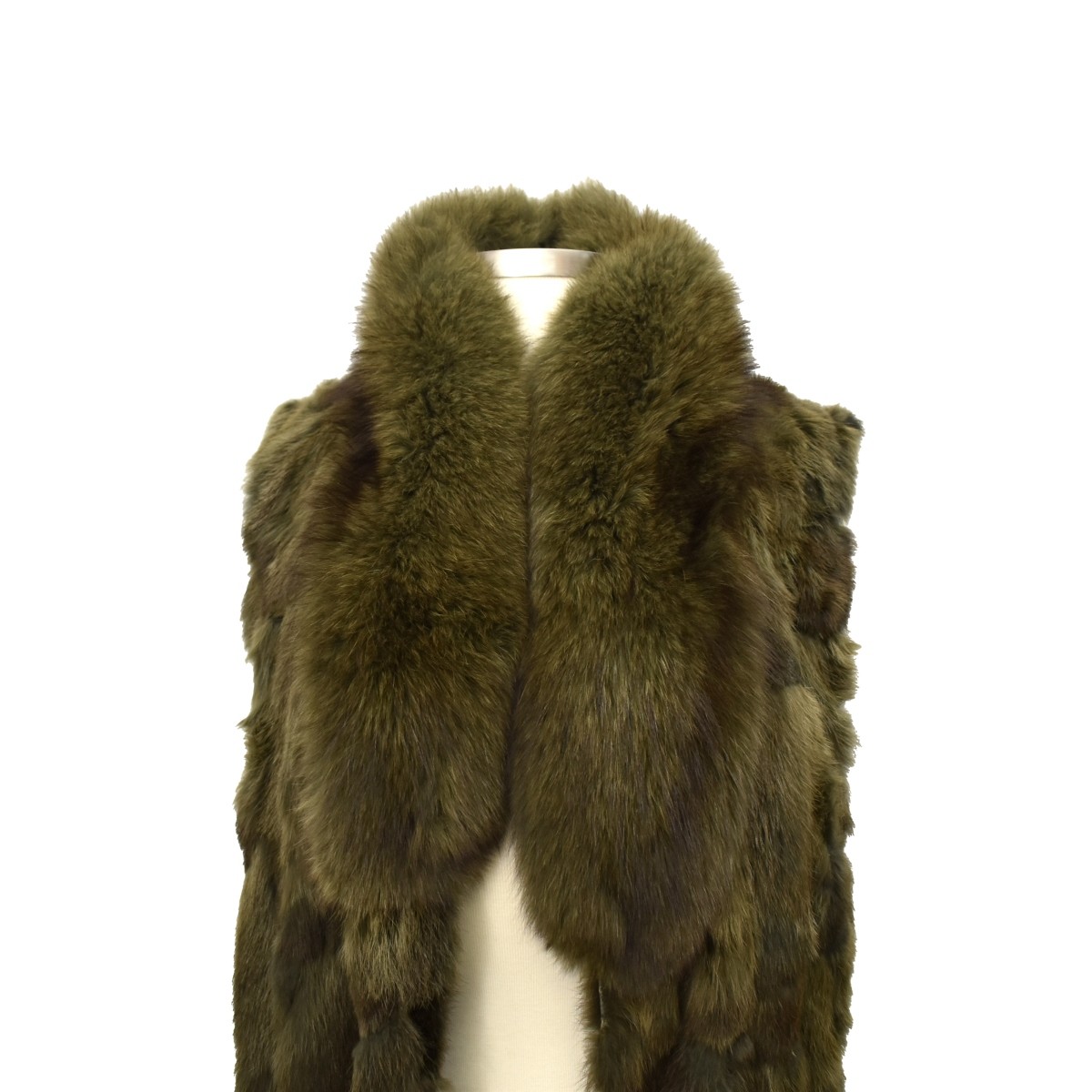 Fur Sleeveless Coat with Fox Collar