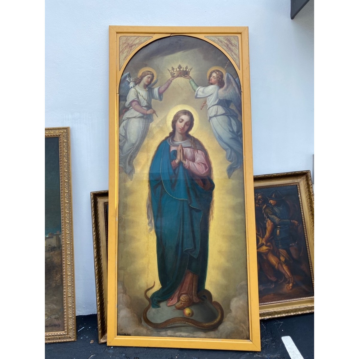 Monumental 19C Old Master O/C Mary