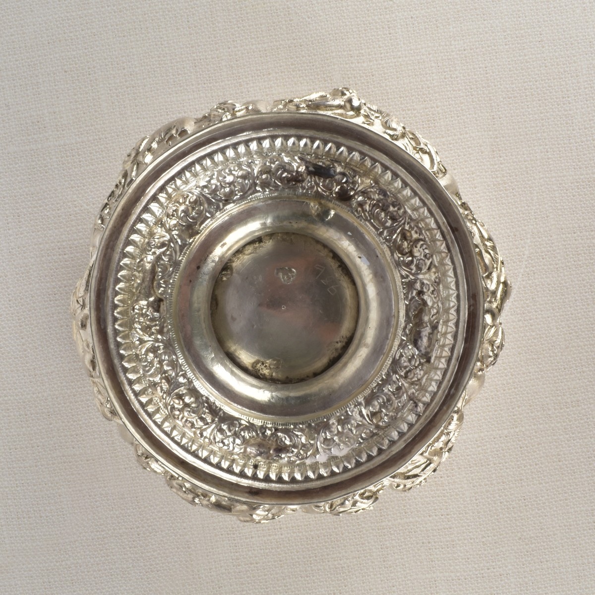 Anglo Indian-Burmese Repousse Silver Bowl