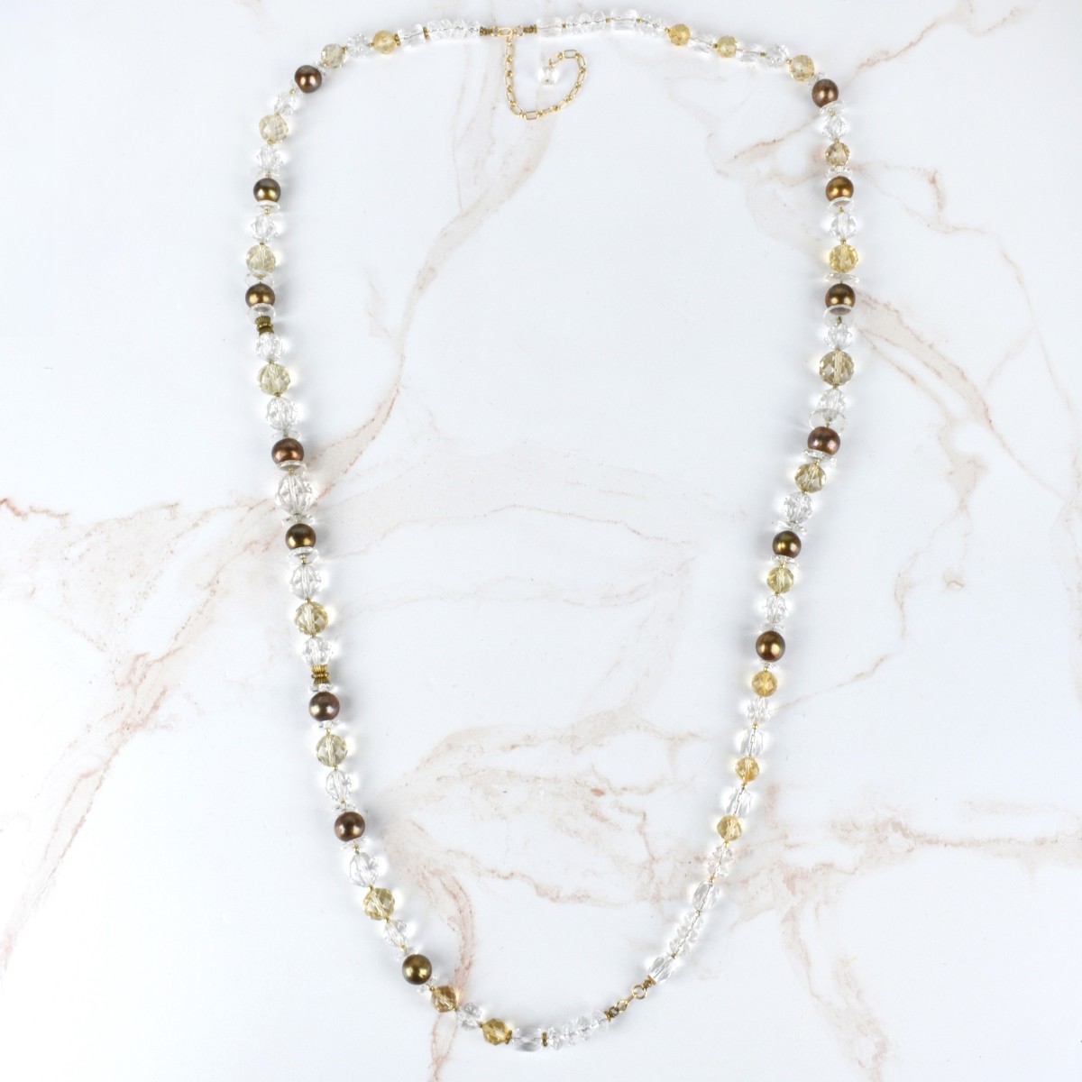 Crystal, Pearl and 14K Necklace