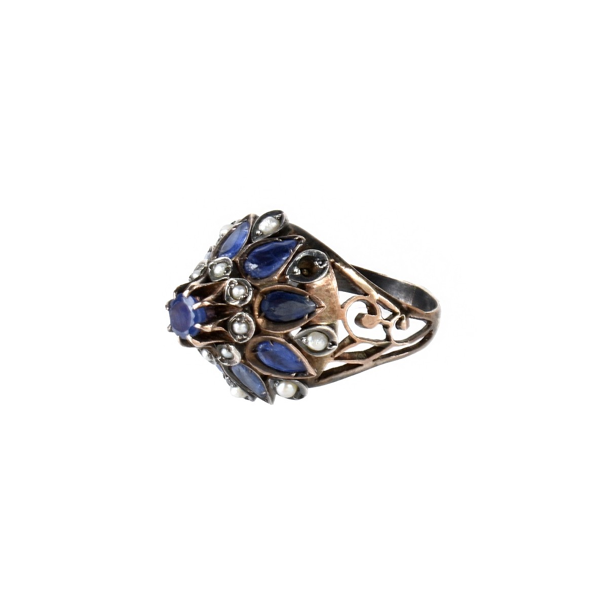 Sapphire, Pearl and 9K Ring