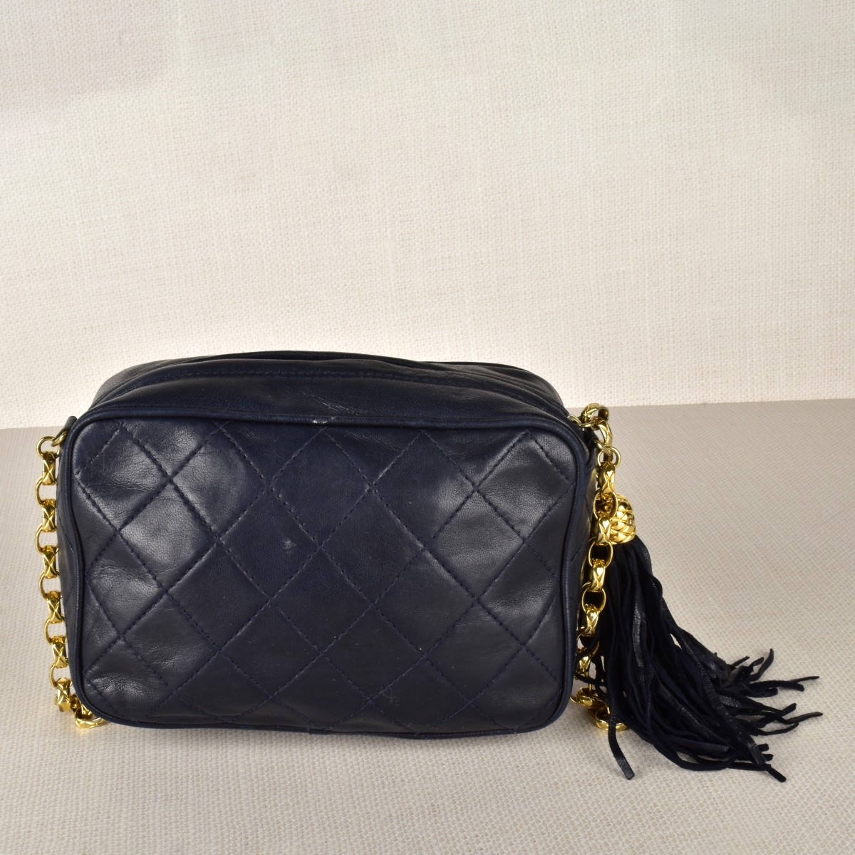 Chanel Dark Blue Classic Shoulder Hand bag