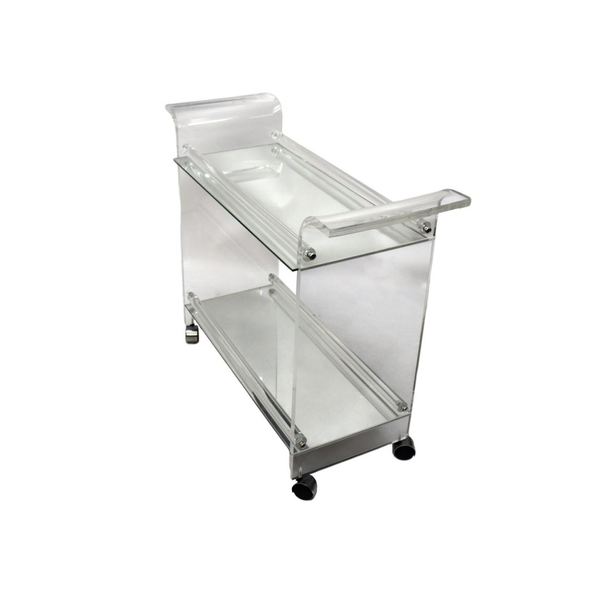 Modern Lucite & Mirror Two Tier Bar Cart