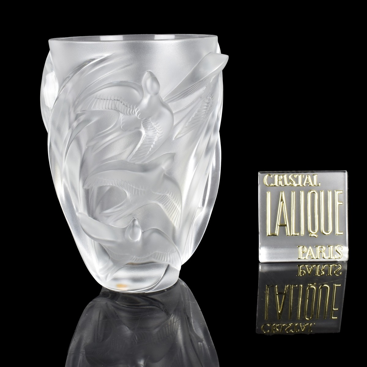 Lalique French "Martinets" Crystal Vase