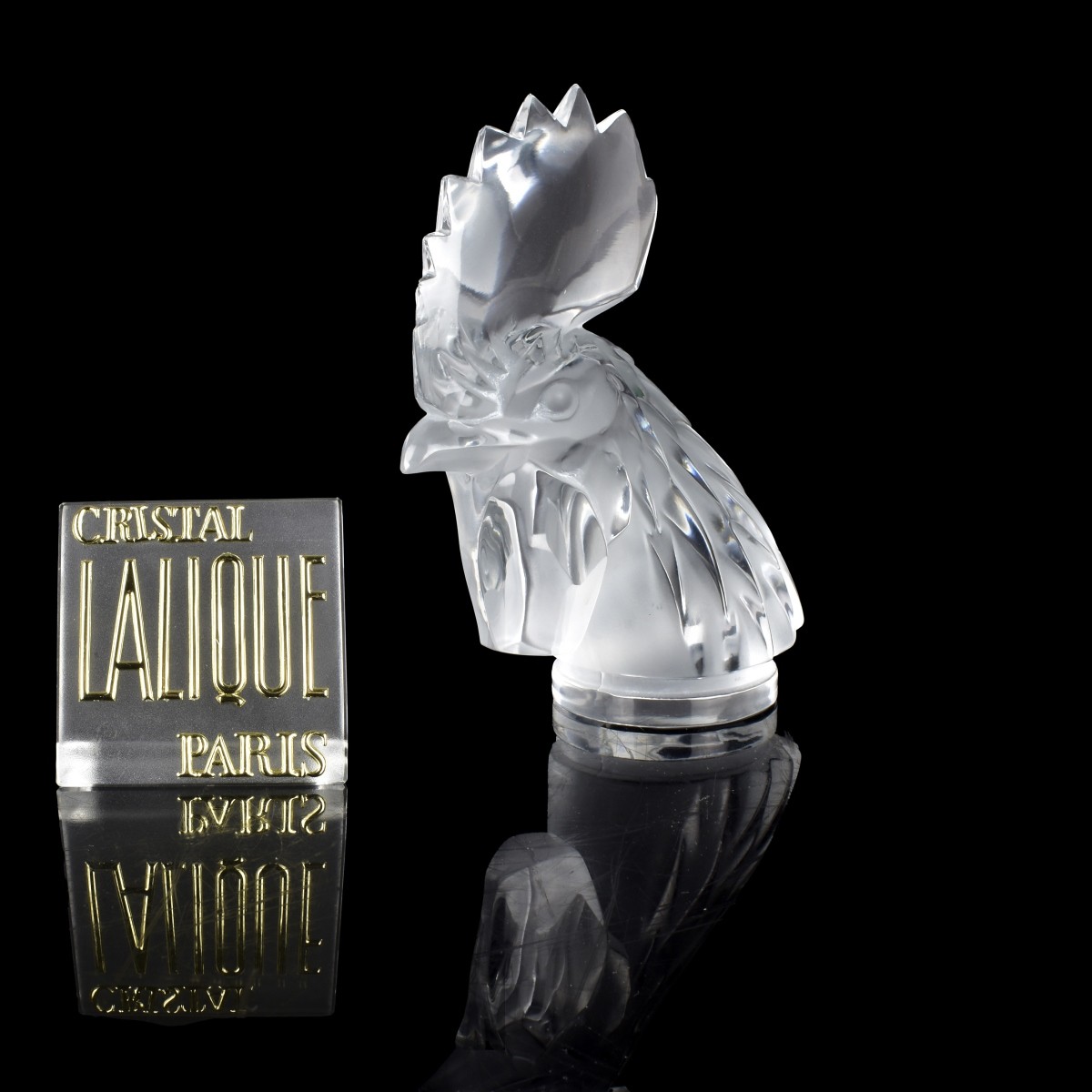 Lalique Crystal Rooster Hood Ornament