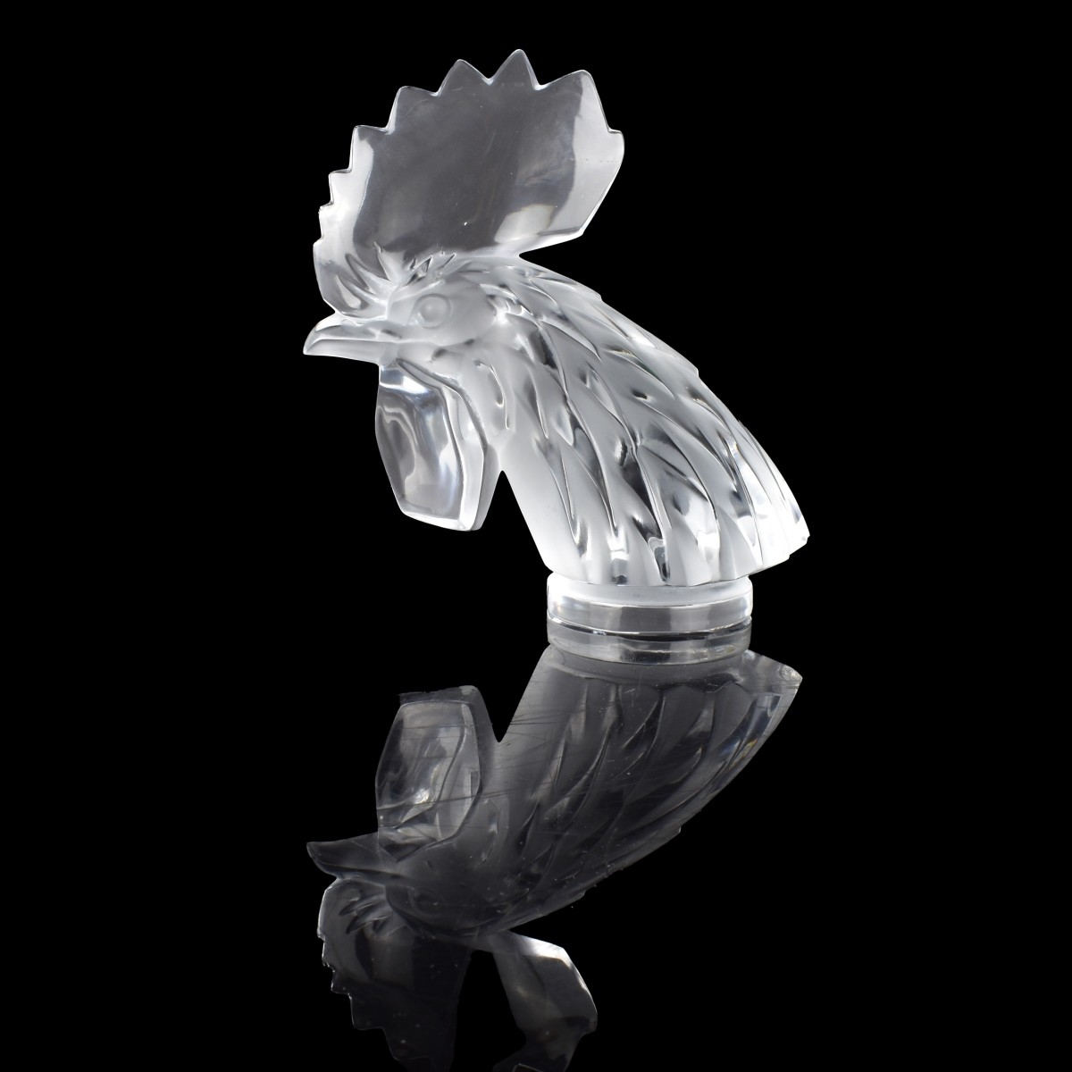 Lalique Crystal Rooster Hood Ornament