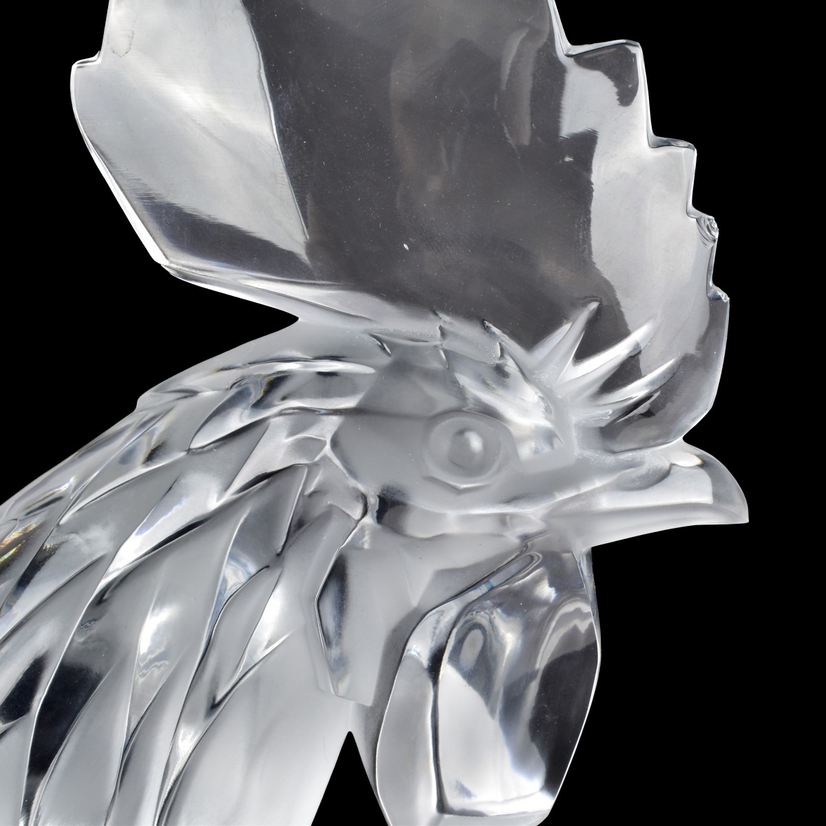 Lalique Crystal Rooster Hood Ornament