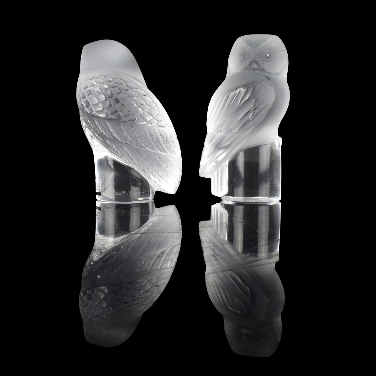 Vintage Lalique Owl Paperweights