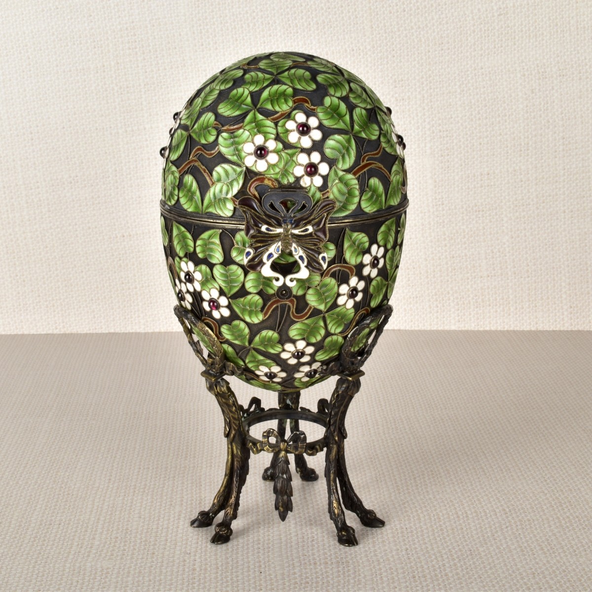 Russian Enamel Silver Gilt Easter Egg