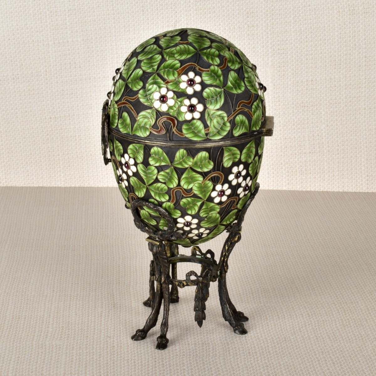 Russian Enamel Silver Gilt Easter Egg