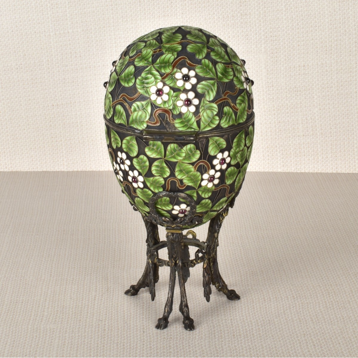 Russian Enamel Silver Gilt Easter Egg