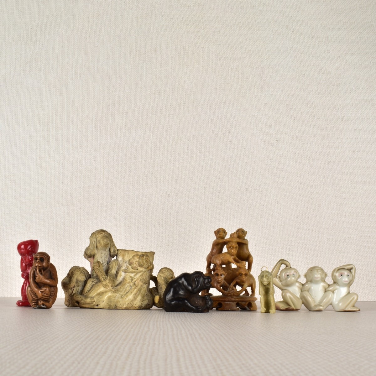 Seven Monkey Figurines