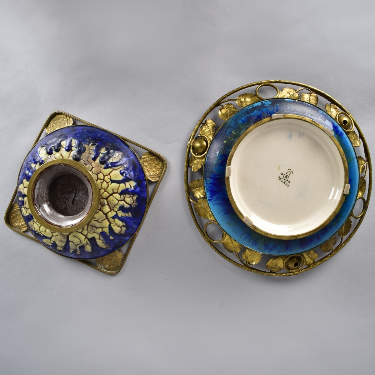 Sevres & Ballien Bronze Mounted Footed Bowls