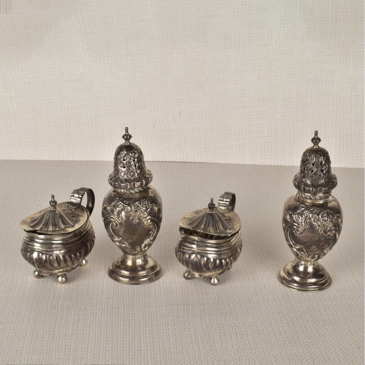 Four Georgian Sterling Salt and Pepper