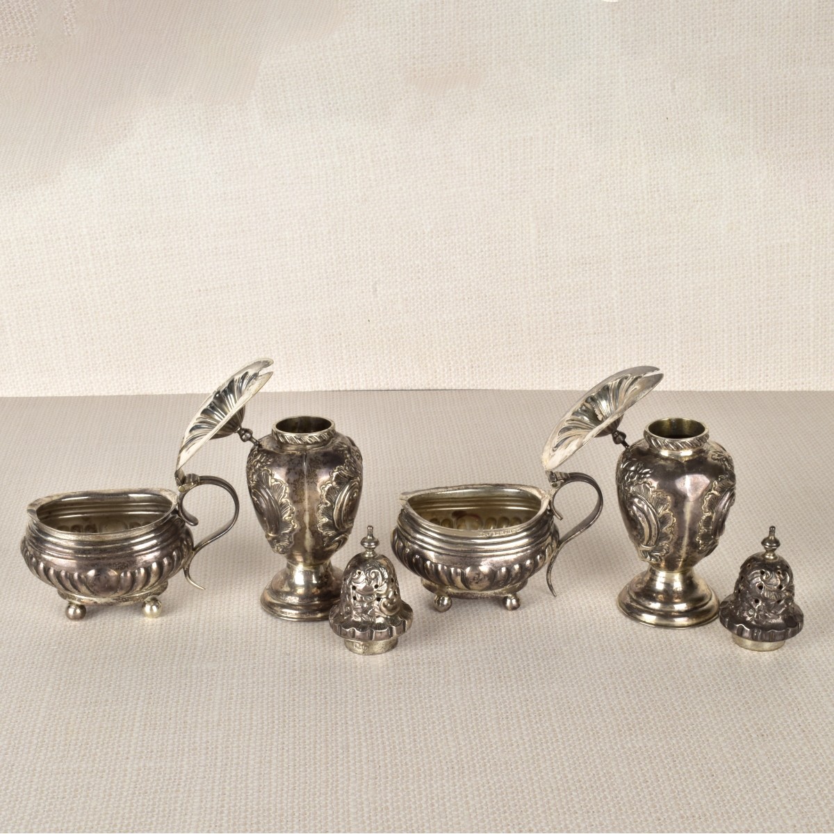 Four Georgian Sterling Salt and Pepper