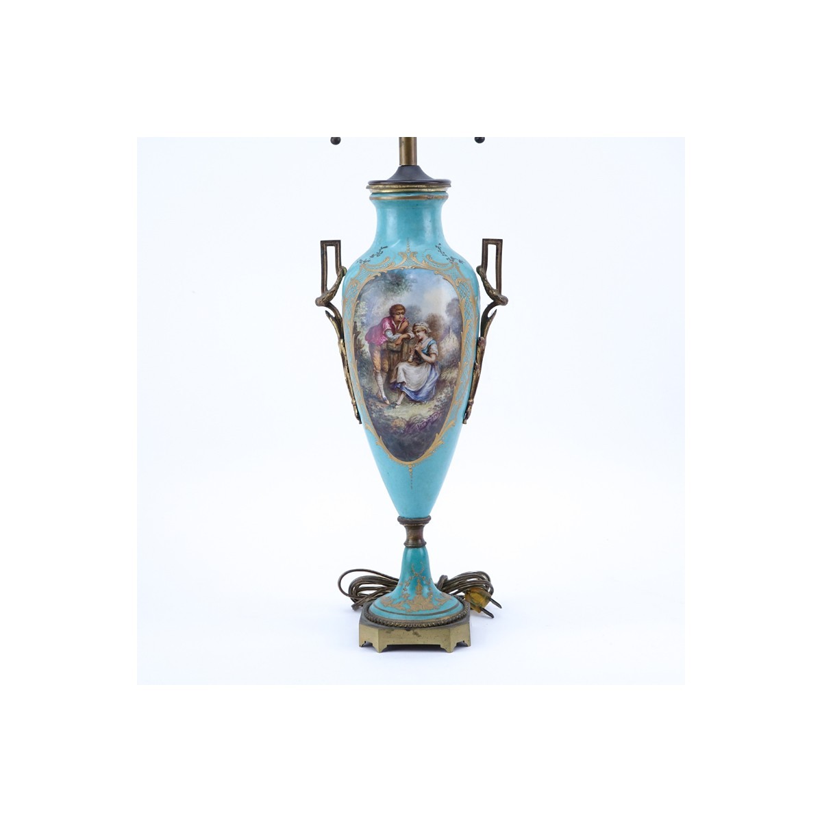 19C French Sevres Style Bronze Mounted Lamp
