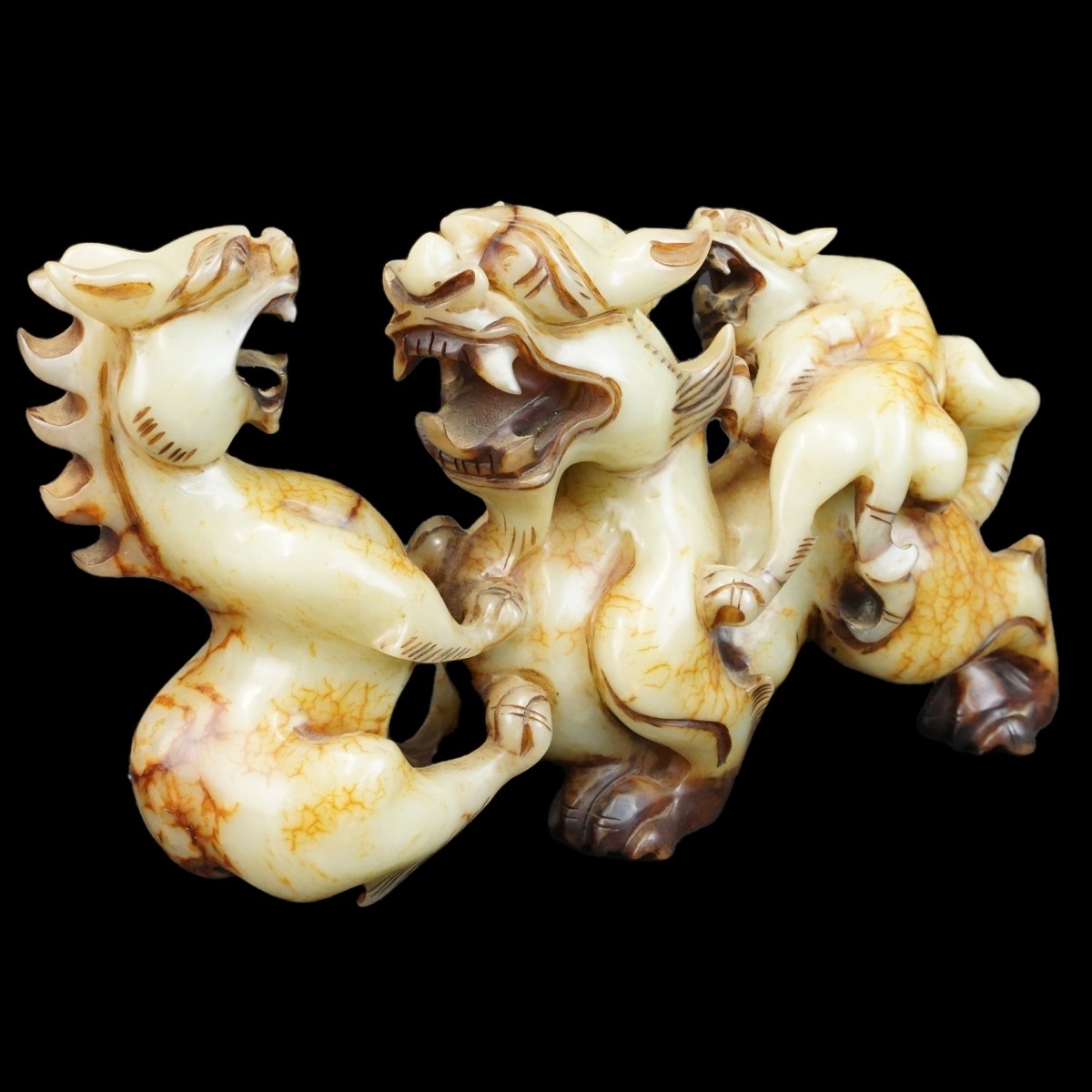 Chinese Carved Soapstone Food Dogs