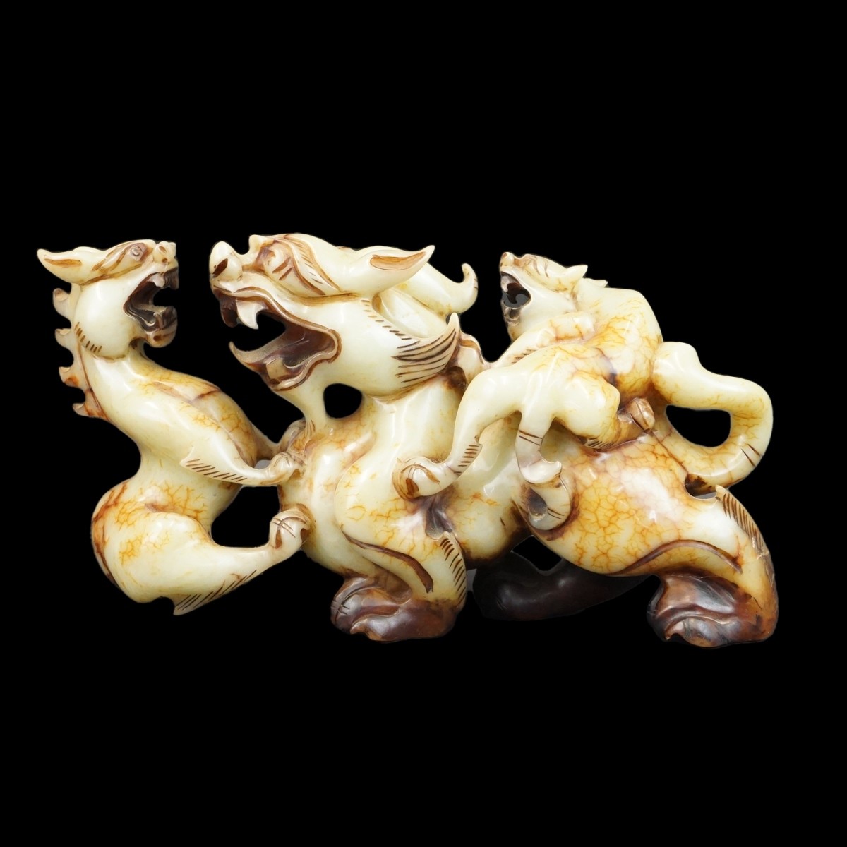 Chinese Carved Soapstone Food Dogs