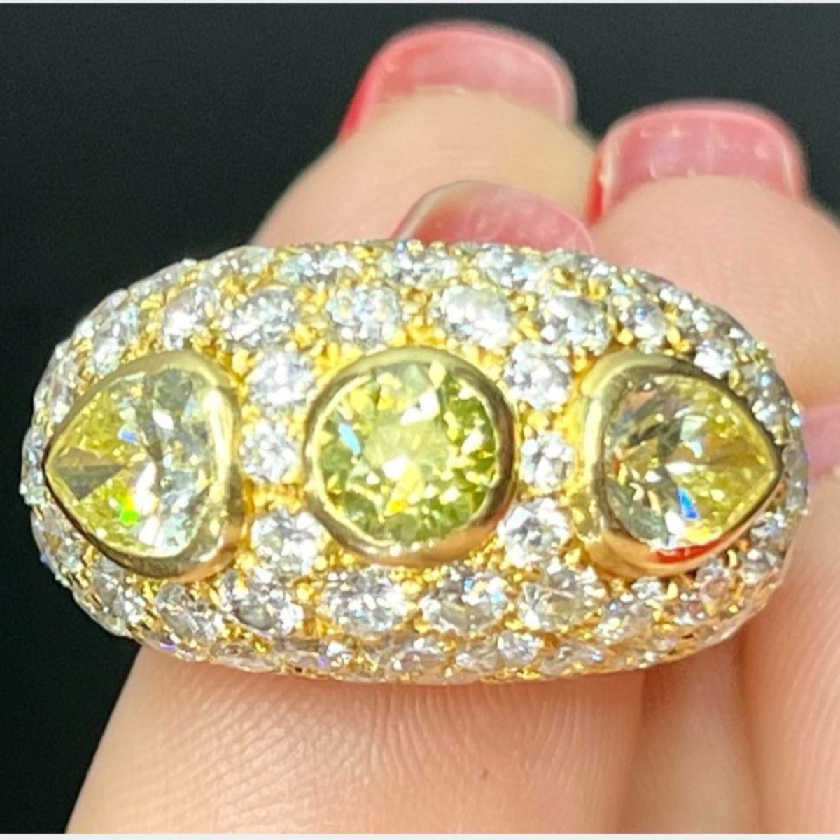 VCA Fancy Diamond and 18K Ring