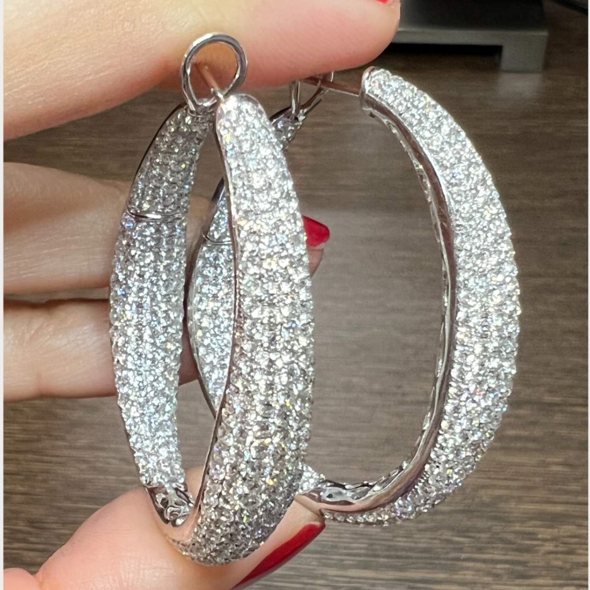 Diamond and 18K Hoop Earrings