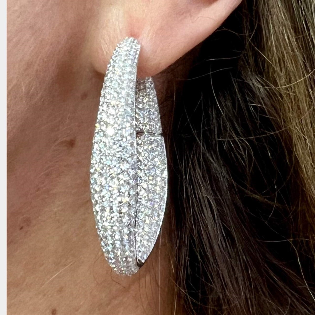 Diamond and 18K Hoop Earrings