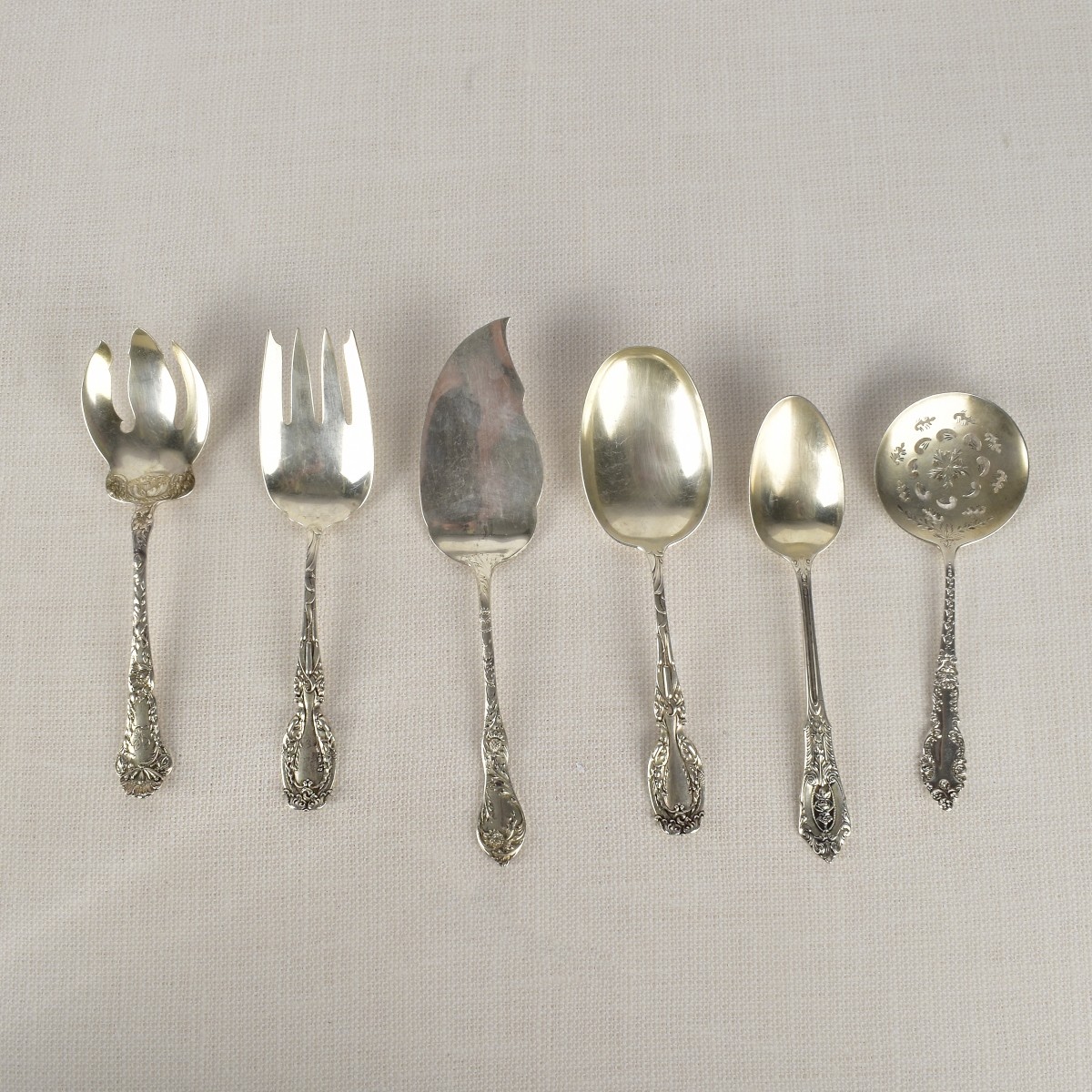 Six Sterling Silver Serving Pieces