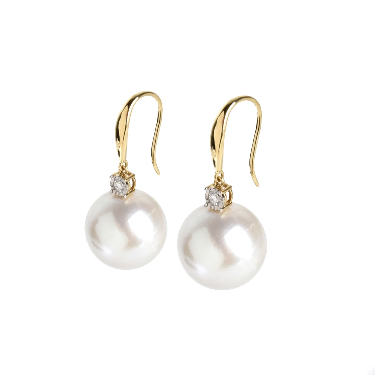 Pearl, Diamond and 18K Earrings