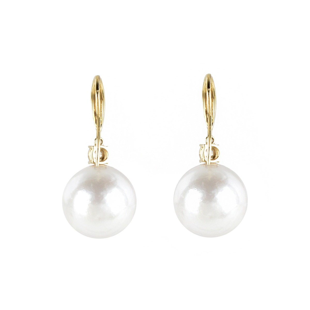 Pearl, Diamond and 18K Earrings