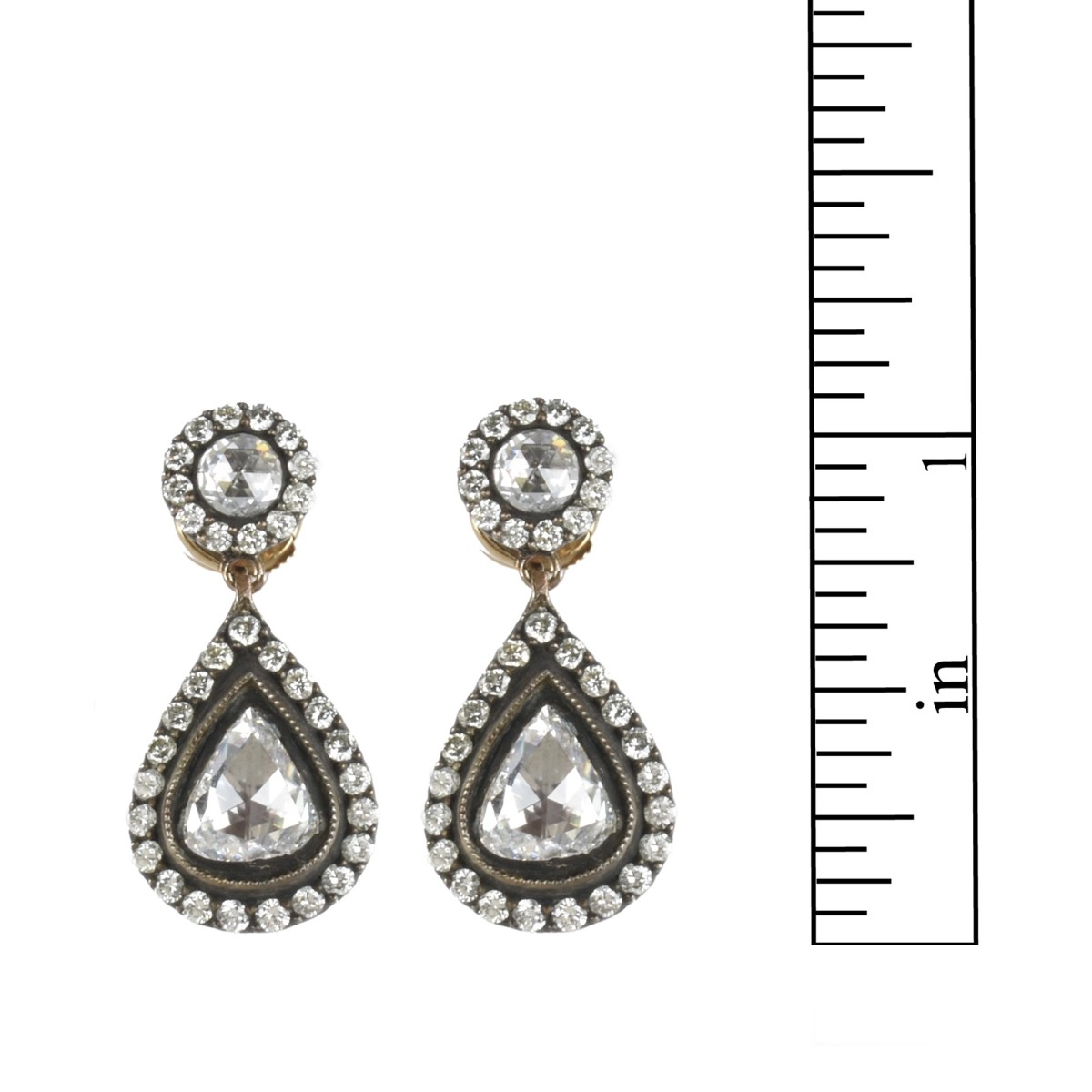 Diamond, Silver and 18K Earrings