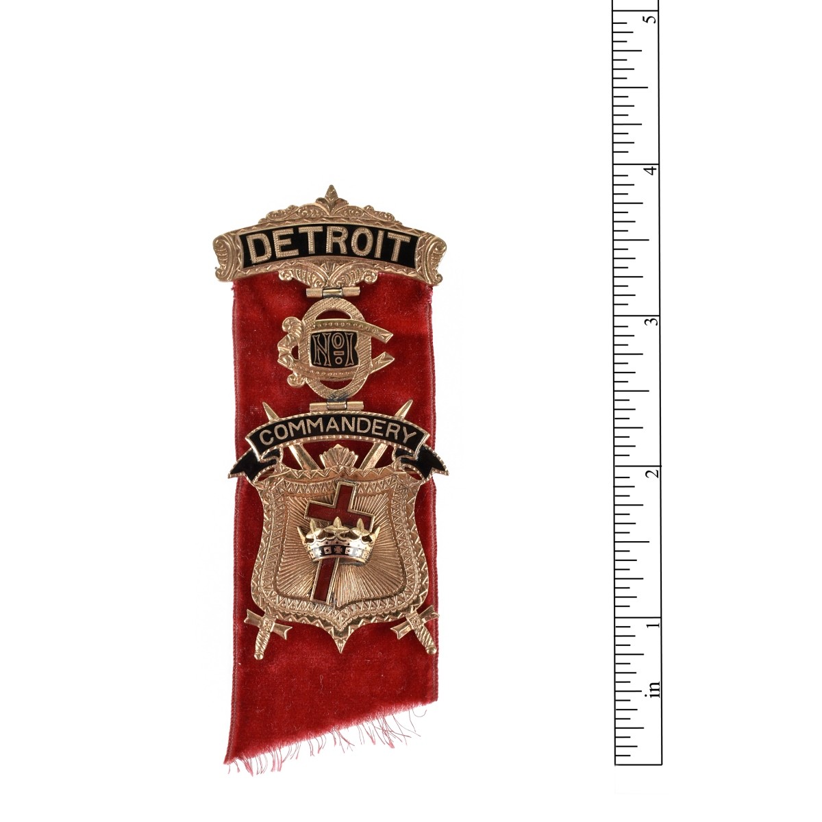 14K Detroit Commandery No. 1 Badge