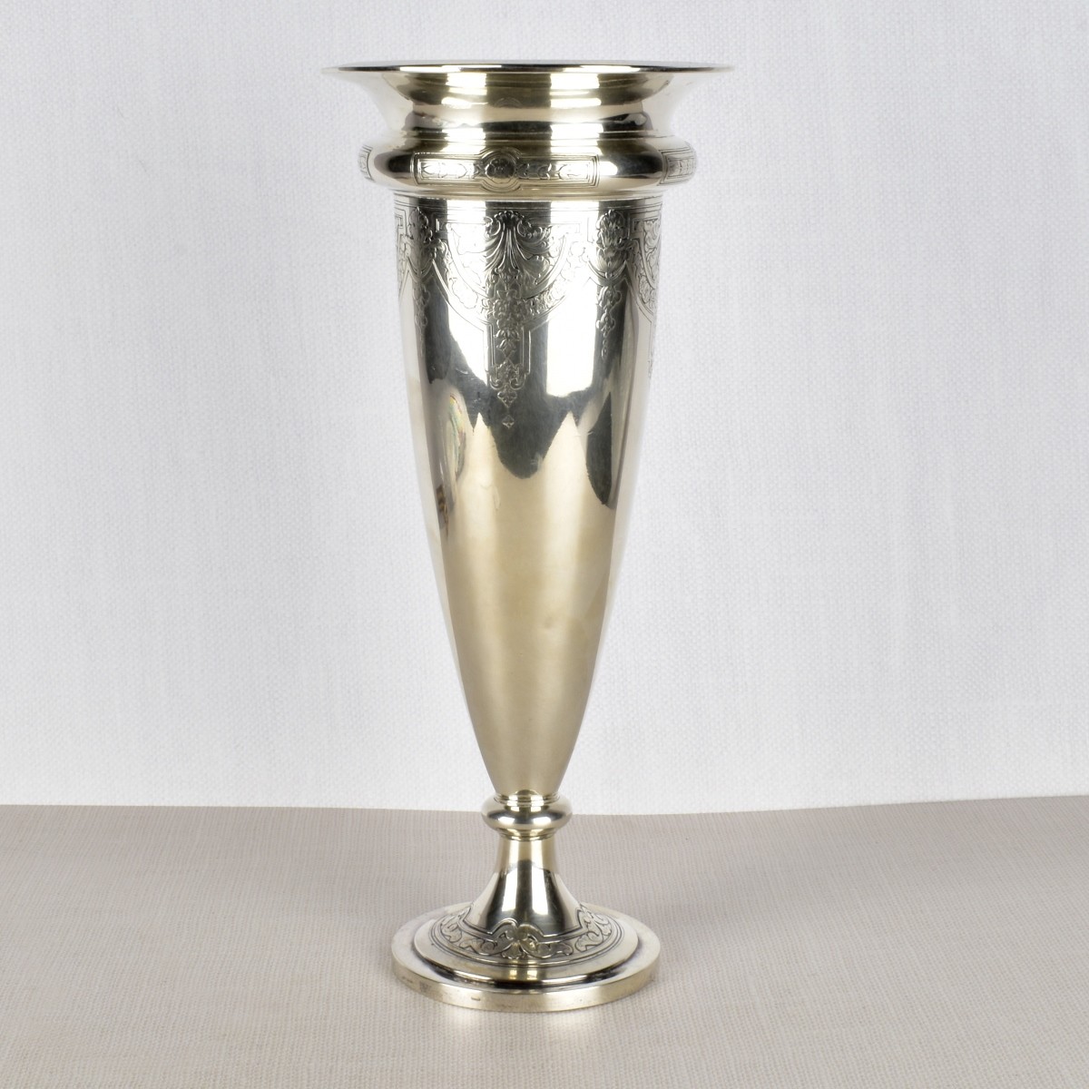 Art Nouveau Sterling Silver Trumpet Vase.