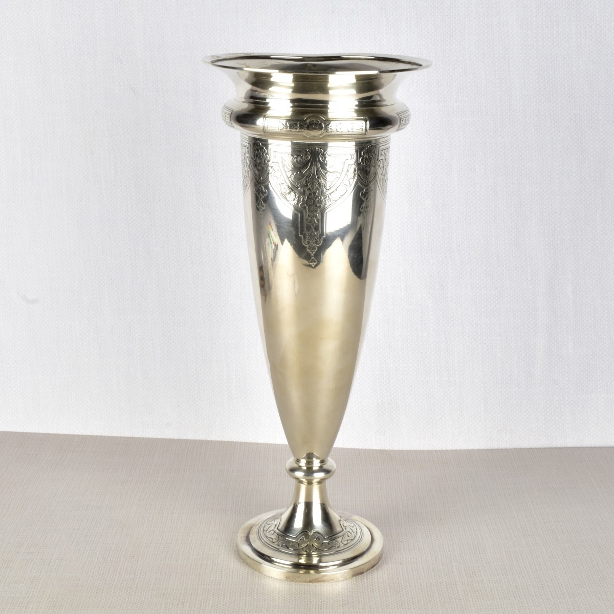 Art Nouveau Sterling Silver Trumpet Vase.